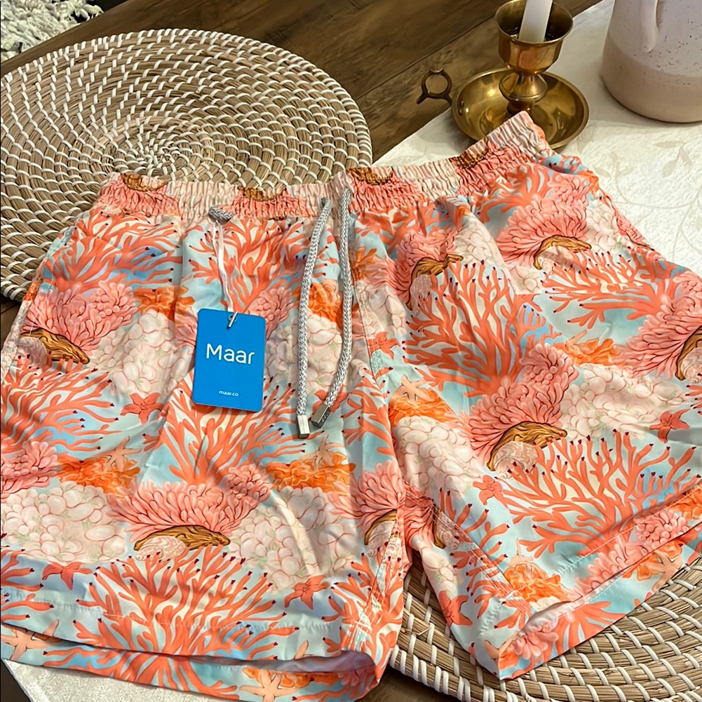 New Maar Coral Print Swim Trunk
